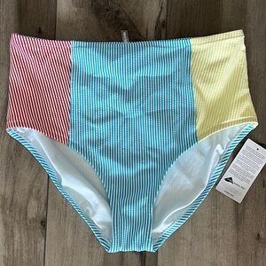 Lands' End Blue, Yellow & Red Striped Swim Bottom